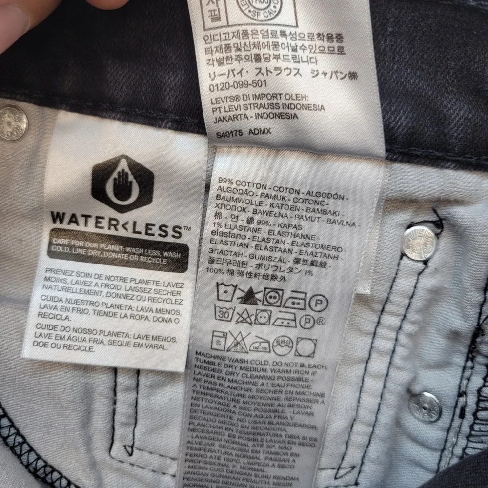 Levi's 502 Regular Taper Jeans Mens 32x32 Black Denim Stretch Mid Rise